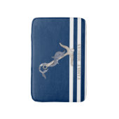 Nautical Anchor Dolphin Navy Blue Stripes Sailor Badmat (Voorkant Verticaal)