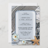 Nautical Anchor Dusty Blue Beach Wedding Kaart (Voorkant)