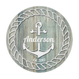 Nautical Anchor Familienaam Beach House Summer Snijplank