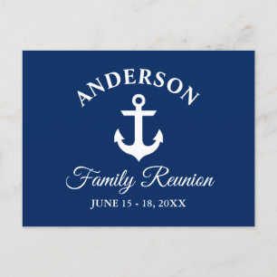 Nautical Anchor Family Reunion Blue Briefkaart