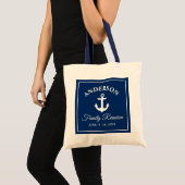 Nautical Anchor Family Reunion Blue Handle Tote Bag (Voorkant (product))
