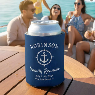 Nautical Anchor Family Reunion Navy Blue & White Blikjeskoeler