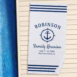 Nautical Anchor Family Reunion Navy Blue & White Strandlaken