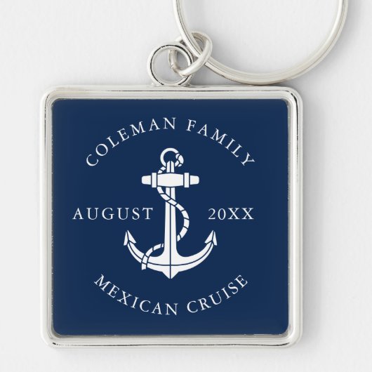 Nautical Anchor Family Trip Custom Sleutelhanger (Voorkant)