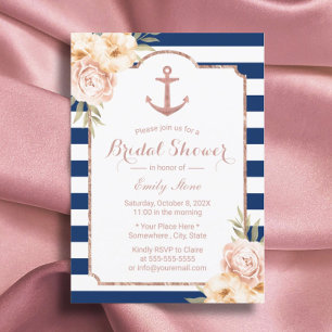 Nautical Anchor  Floral Navy Vrijgezellenfeest Kaart