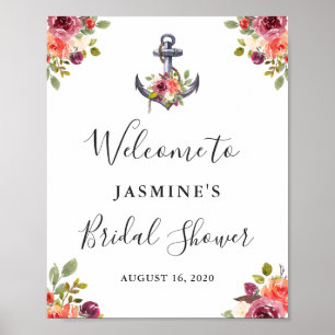 Nautical Anchor Floral Vrijgezellenfeest Welcome S Poster