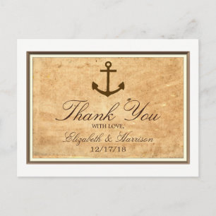 Nautical Anchor Framed paper Hartelijk dank Briefkaart