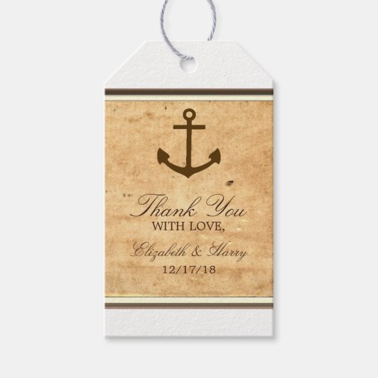 Nautical Anchor Framed Paper Wedding Cadeaulabel (Voorkant)