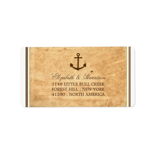 Nautical Anchor Framed  Paper Wedding Etiket (Voorkant)