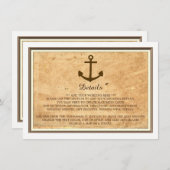 Nautical Anchor Framed  Paper Wedding Informatiekaartje (Voorkant / Achterkant)