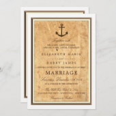 Nautical Anchor Framed  Paper Wedding Kaart (Voorkant / Achterkant)