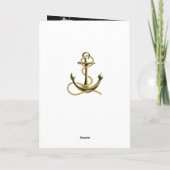 Nautical Anchor Gold Black Stripes Wedding Program Kaart (Achterkant)