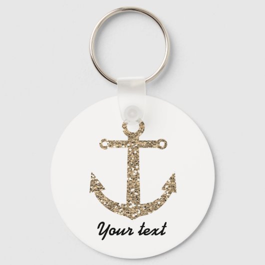 Nautical Anchor Gold Glitter Glam Sleutelhanger (Voorkant)