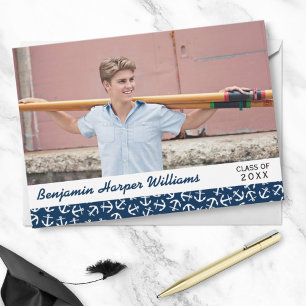 Nautical Anchor Graduation Party Photo Class 20XX Kaart