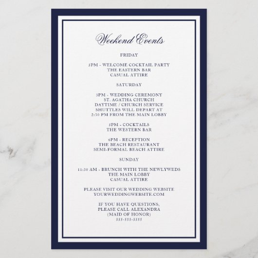 Nautical Anchor Greenery Wedding Welkomstroute (Achterkant)