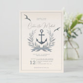 Nautical anchor herald bruiloft uitnodiging (Staand voorkant)