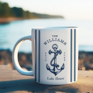 Nautical Anchor Lake House Navy Blue Koffiemok