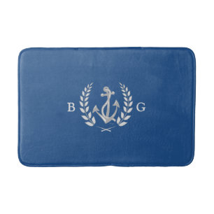 Nautical Anchor, Laurel Wreath Monogram Bath Mats Badmat