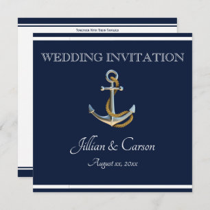 Nautical Anchor - marine & White Wedding Kaart