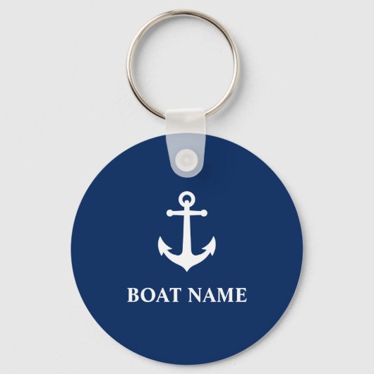  Nautical Anchor met uw naam van de boot Sleutelhanger (Voorkant)