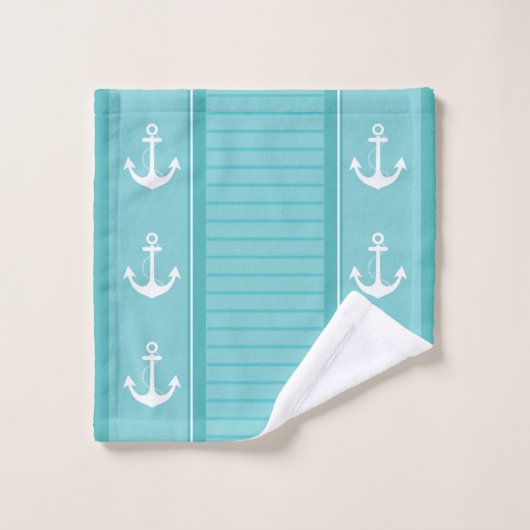 Nautical Anchor Modern Abstract Stripe Bad Handdoek (Wasdoekje)