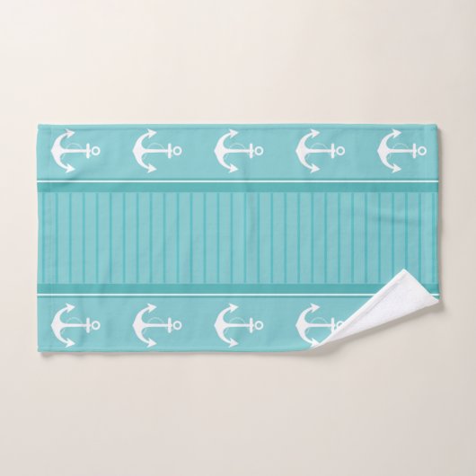 Nautical Anchor Modern Abstract Stripe Bad Handdoek (Handdoek)