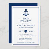 Nautical Anchor Monogram Boy Sprinkle Kaart (Voorkant / Achterkant)
