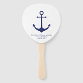Nautical anchor monogram foto marineblauw bruiloft handwaaier (Voorkant)