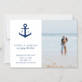 Nautical Anchor Monogram Foto Save the Date Magnetische Uitnodiging (Voorkant)