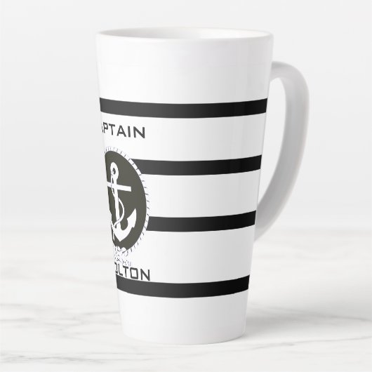 Nautical Anchor Monogram Latte Mok (Rechterhoek)