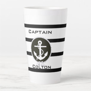 Nautical Anchor Monogram Latte Mok