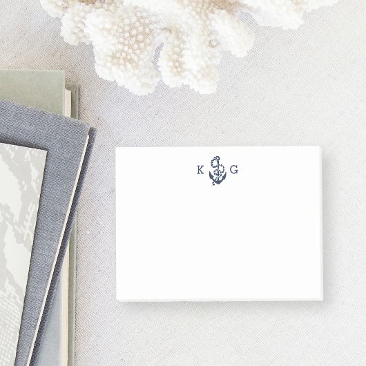 Nautical Anchor Monogram Navy Blue Post-it® Notes