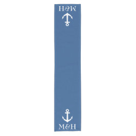 Nautical anchor monogram table runner for bruiloft korte tafelloper