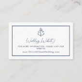 Nautical Anchor Monogram Weddenschap Website Informatiekaartje (Voorkant)