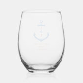 Nautical Anchor Monogrammed Paddle  Wijnglas Zonder Voet (Achterkant)