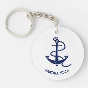 Nautical Anchor Name Persoonlijke Sleutelhanger