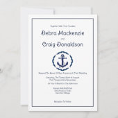 Nautical Anchor, Navy and White Wedding Kaart (Voorkant)