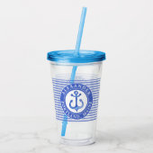 Nautical Anchor Navy Blue Acryl Drinkbeker (Achterkant)