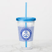 Nautical Anchor Navy Blue Acryl Drinkbeker (Voorkant)