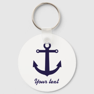 Nautical Anchor Navy Blue Beach Sleutelhanger