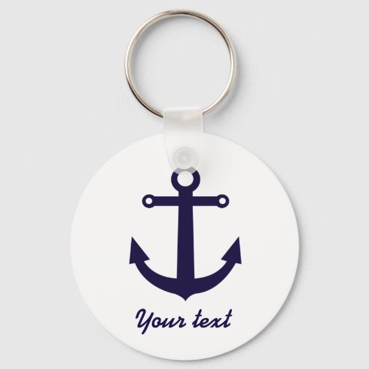 Nautical Anchor Navy Blue Beach Sleutelhanger (Voorkant)