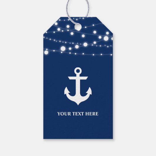 Nautical Anchor Navy Blue Cadeaulabel (Voorkant)