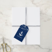 Nautical Anchor Navy Blue Cadeaulabel (Met Touw)