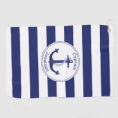 Nautical Anchor Navy Blue Captain Monogram Golfhanddoek (Horizontaal)