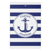 Nautical Anchor Navy Blue Captain Personalized Mini Klembord (Achterkant)