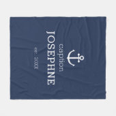 Nautical Anchor Navy Blue Caption, gepersonaliseer Fleece Deken (Voorkant (Horizontaal))