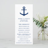 Nautical Anchor Navy Blue Elegant Wedding Programma (Staand voorkant)