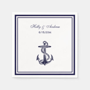 Nautical Anchor Navy Blue Framed 2 Napkins Servetten
