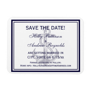 Nautical Anchor Navy Blue Framed 2 Save the Date Magneet