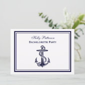 Nautical Anchor Navy Blue Framed 2H Bachelorette Kaart (Staand voorkant)